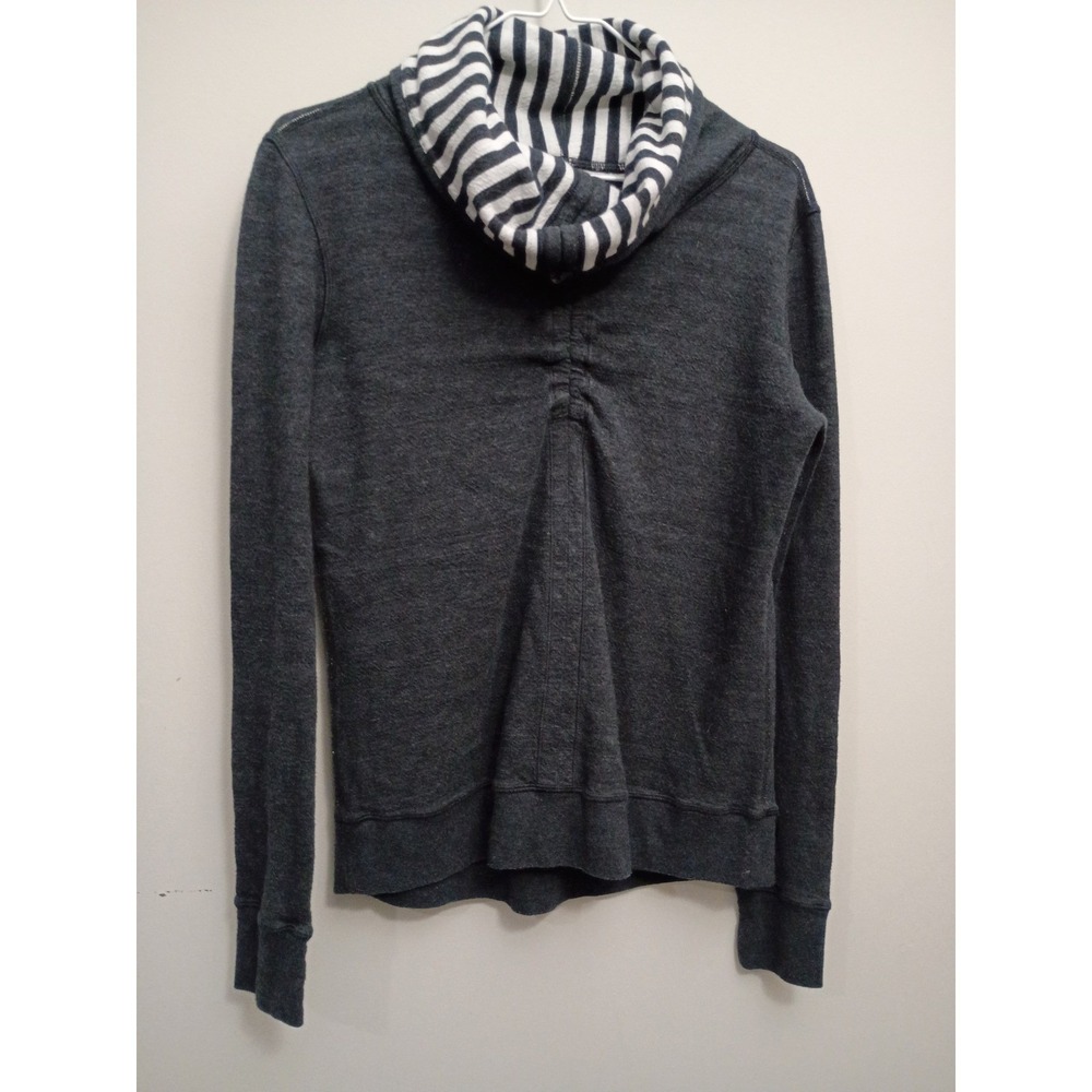 Lululemon In a Cinch Reversible Cowl Pullover Grey Striped Thumb Sweatshirt M/L - Picture 2 of 11